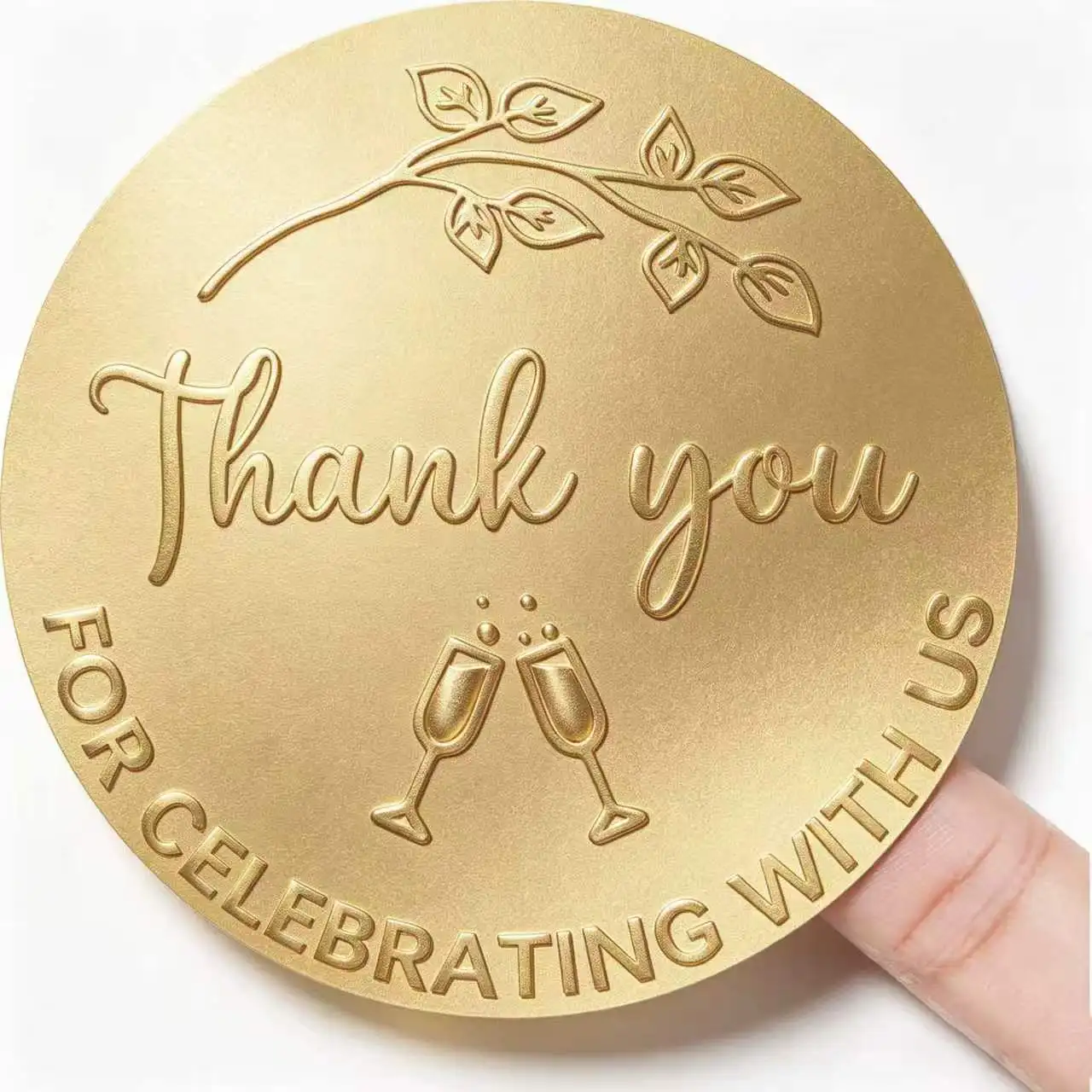 120 Pcs Gold Embossed Thank You Stickers Round Wedding Party Favor Seal Labels for Gift Envelope Decoration.