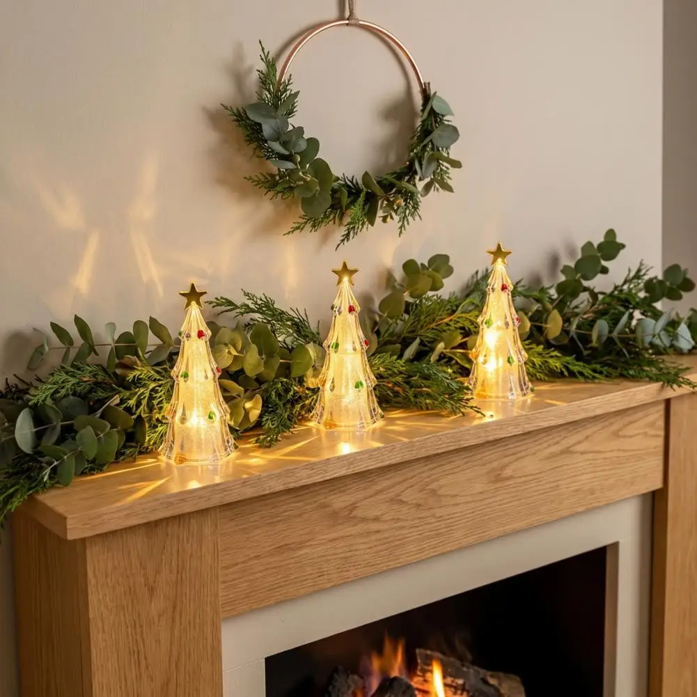 Holiday Home Decor Christmas Tree Ornaments Mini Xmas Tree Night Light Battery Operated Table Lamp Decorative Led for Holiday