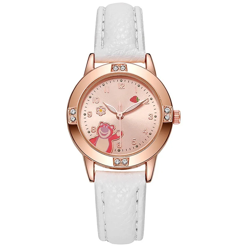 Disney Cartoon Children's Watch Fashion PU Leather Strap Watch Inlaid with rhinestones Suitable for Boys and Girls Watch Women's