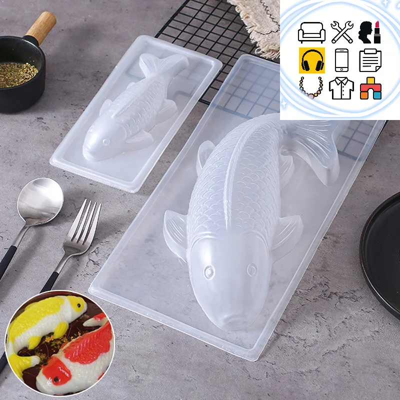 Fish Mold 3D Koi Fish Shape Plastic Cake Chocolate Jelly Mould DIY Soap Handmade Sugarcraft Mold Baking Molds
