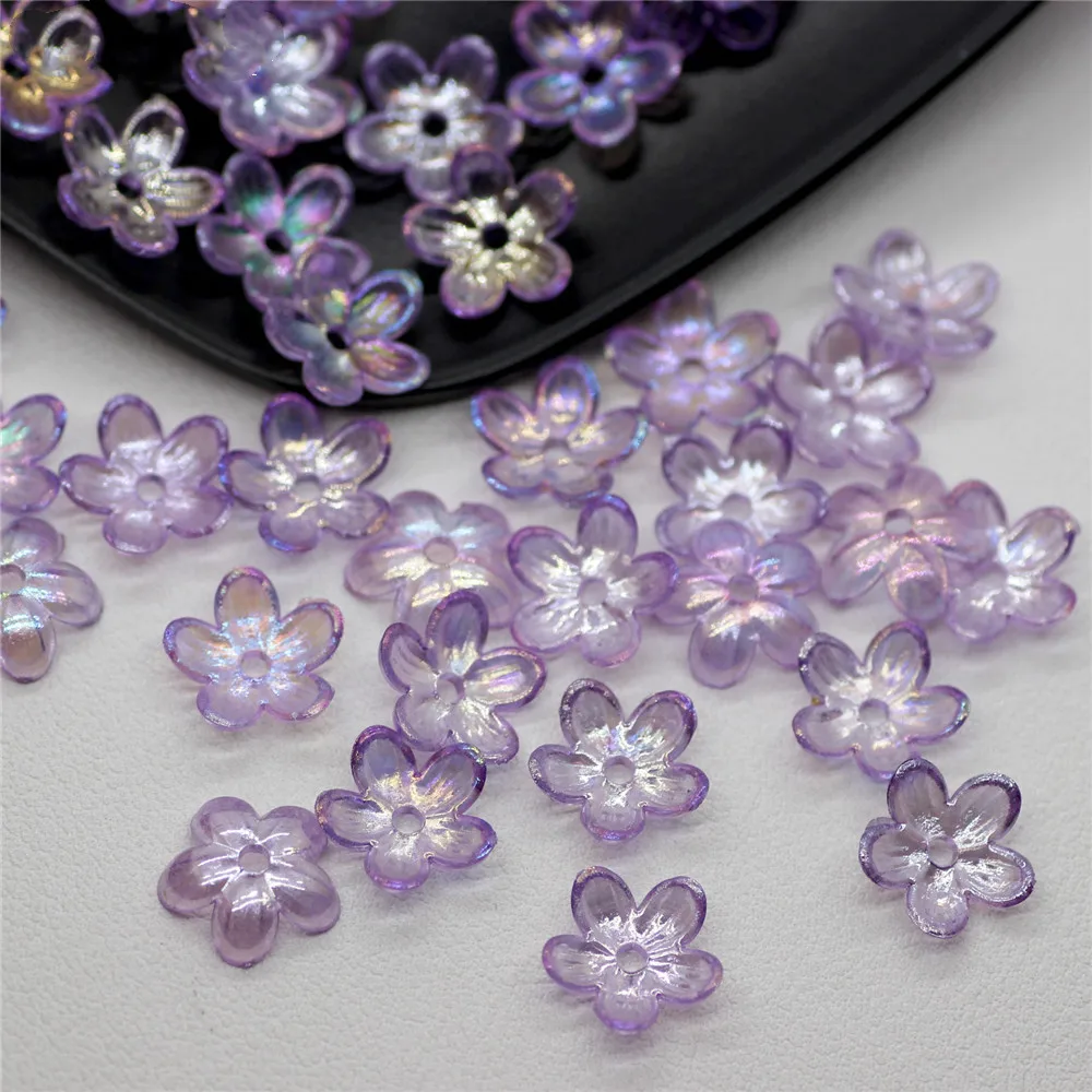 50PCS 12mm Fashion Petal Flower Beads Acrylic Frosted Flower Beads Bowknot Tie Bead for DIY Sewing Buttons DIY Material Findings