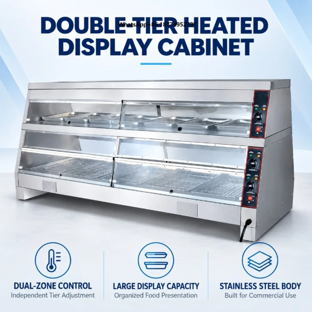 Electric Food Warmer Display showcase 2 Layers Commercial Food Warmer Equipment
