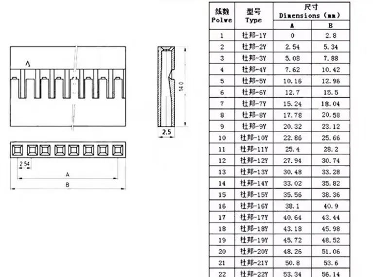 10PCS 2,54 MM Pitch Breadboard Dupont Kabel Für Arduino 2P 3 4 5 6 8 9 10 Pin Linie Männlich Weiblich Dupont Jumper Draht DIY Elektronische – Detail 1