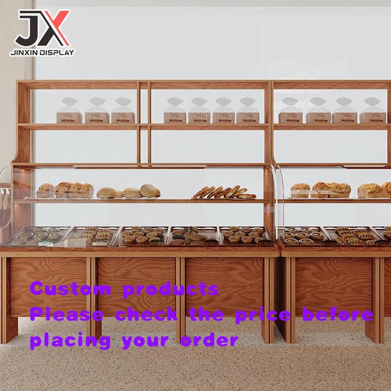 custom.Modern LED Bakery Glass Display Cabinet Cafe Bar Counter Shopping Mall & Retail Shop Cake & Bread Racks
