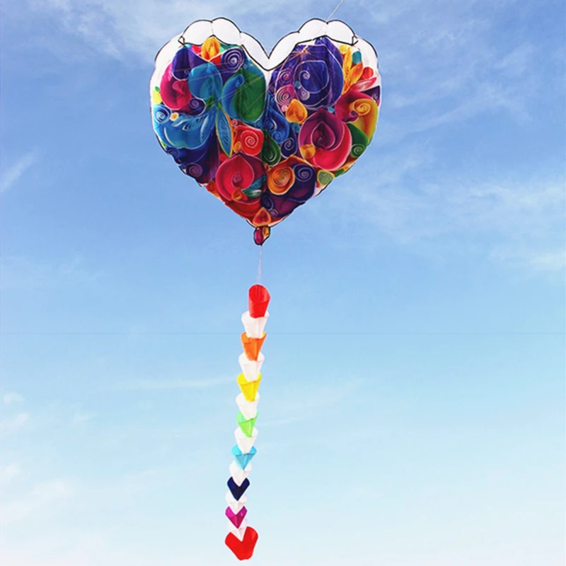 free shipping inflatable kites heart kites fly nylon fabric kite weifang kite string steering kite outdoor toys for adults kites