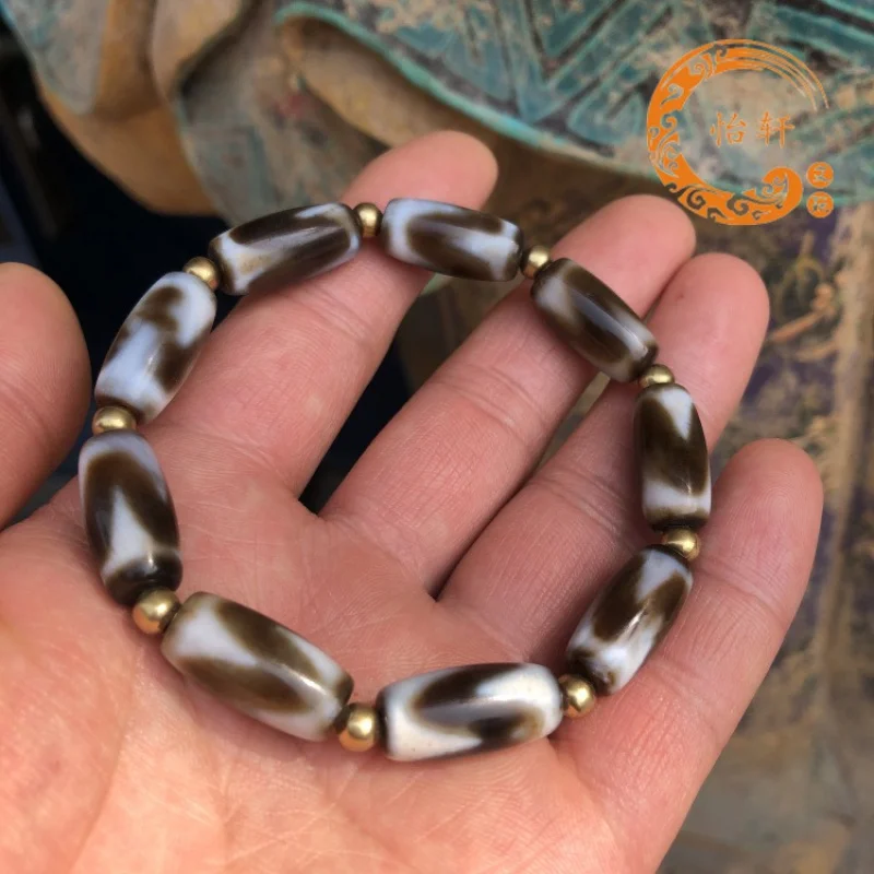 Natural Tibet Genuine Small Tiger Tooth Bracelet Old Agate Chalcedony Tibetan Accessories Stone Chain