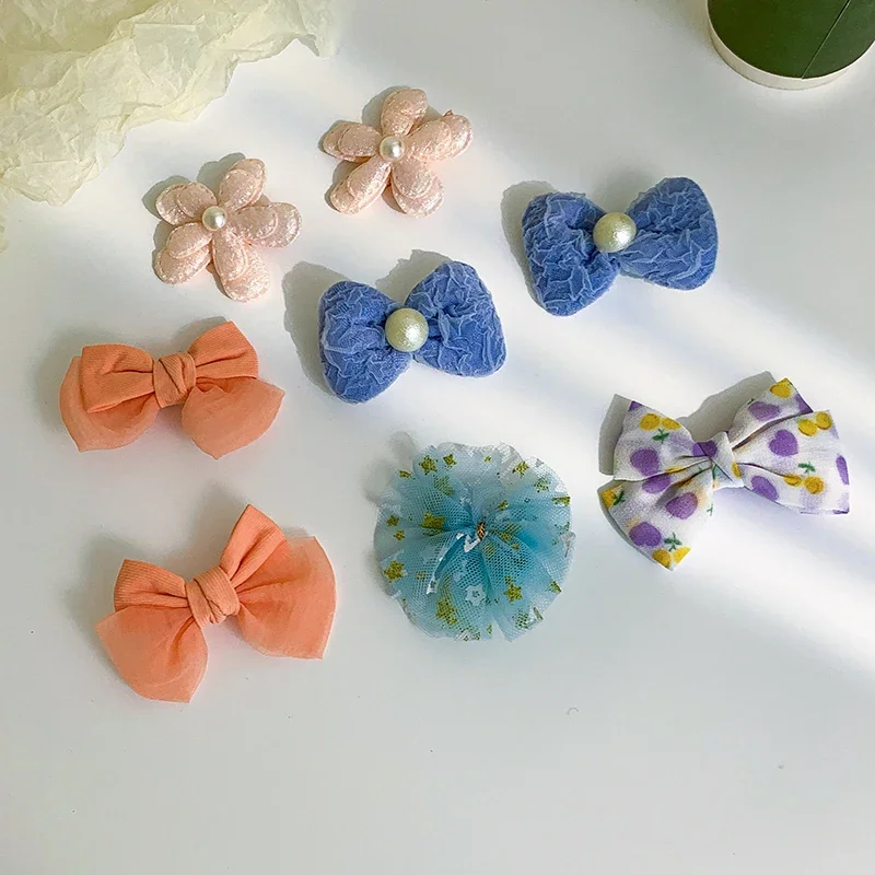 10Pcs New Korean Bow Hairpins Women Fabric Flower Bangs Broken Hair Clip Small Princess Clamp Girls Hair Accessories