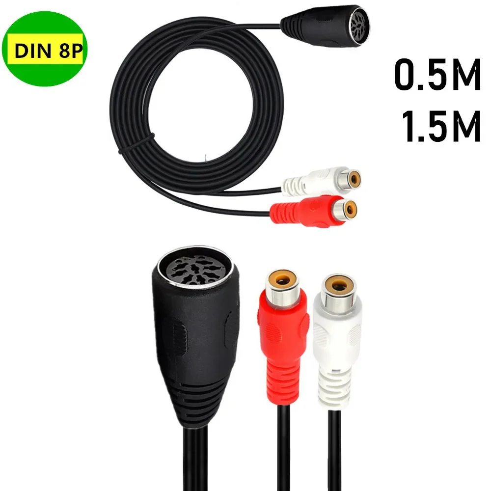 Din 8 Pin To 2RCA Cable 8Pin Din Female Plug To 2-RCA Female Audio  Cable for  Musical Instrument Audio Equipment