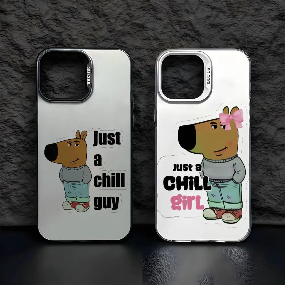 Funda de teléfono Iam Just A C-Chill Guy para IPhone 17 16 15 14 13 12 11 Pro Max Air Multicolor mate láser metálico Aurora Funda