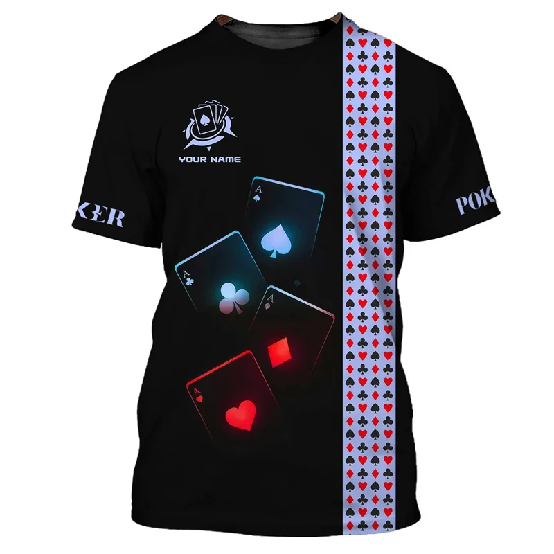 3D Printed Poker T Shirt For Men Playing Cards Pattern Tees Summer Streetwear Short Sleeve Tops Cosplay Round Neck T-shirt