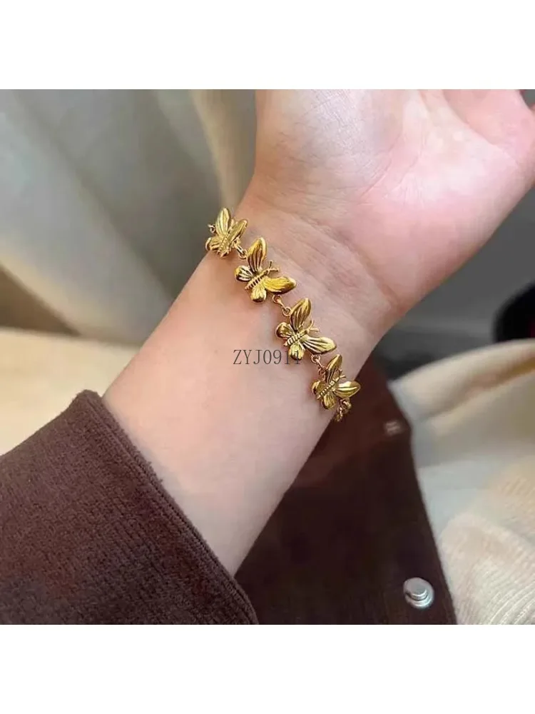 *Vintage Metall Textur Schmetterling Armband Für Frauen Mode Gold Farbe Gewebt String Kette Dickes Armband Hand Schmuck Geschenke
