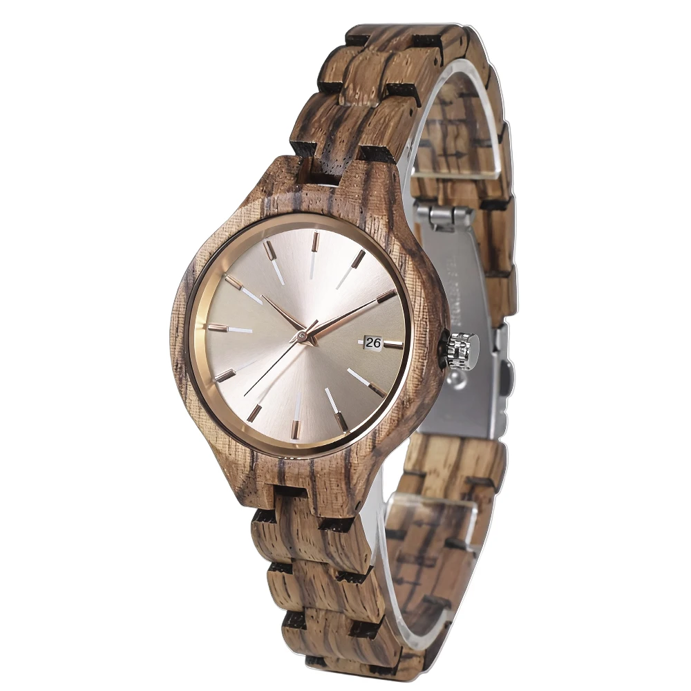 Handcrafted Natural Wood Ladies Watch Quartz Movement Unique Sporty Women's Timepiece
