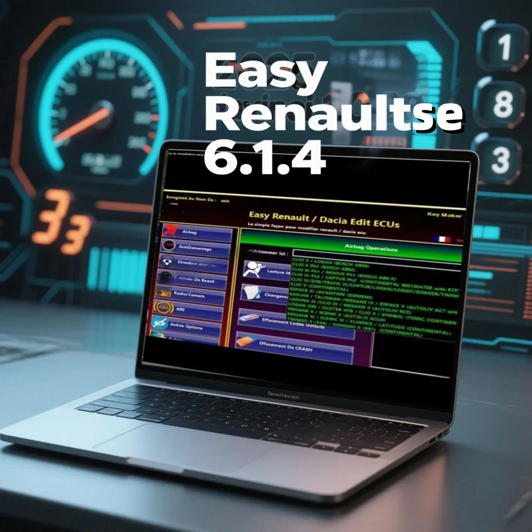 2025 برنامج Easy Ren/ault 6.1.4 لمبرمج Renault ECU وسادة هوائية شفافة ومفاتيح بطاقة UCH Cleaner WORK مع OBDLink Renolink