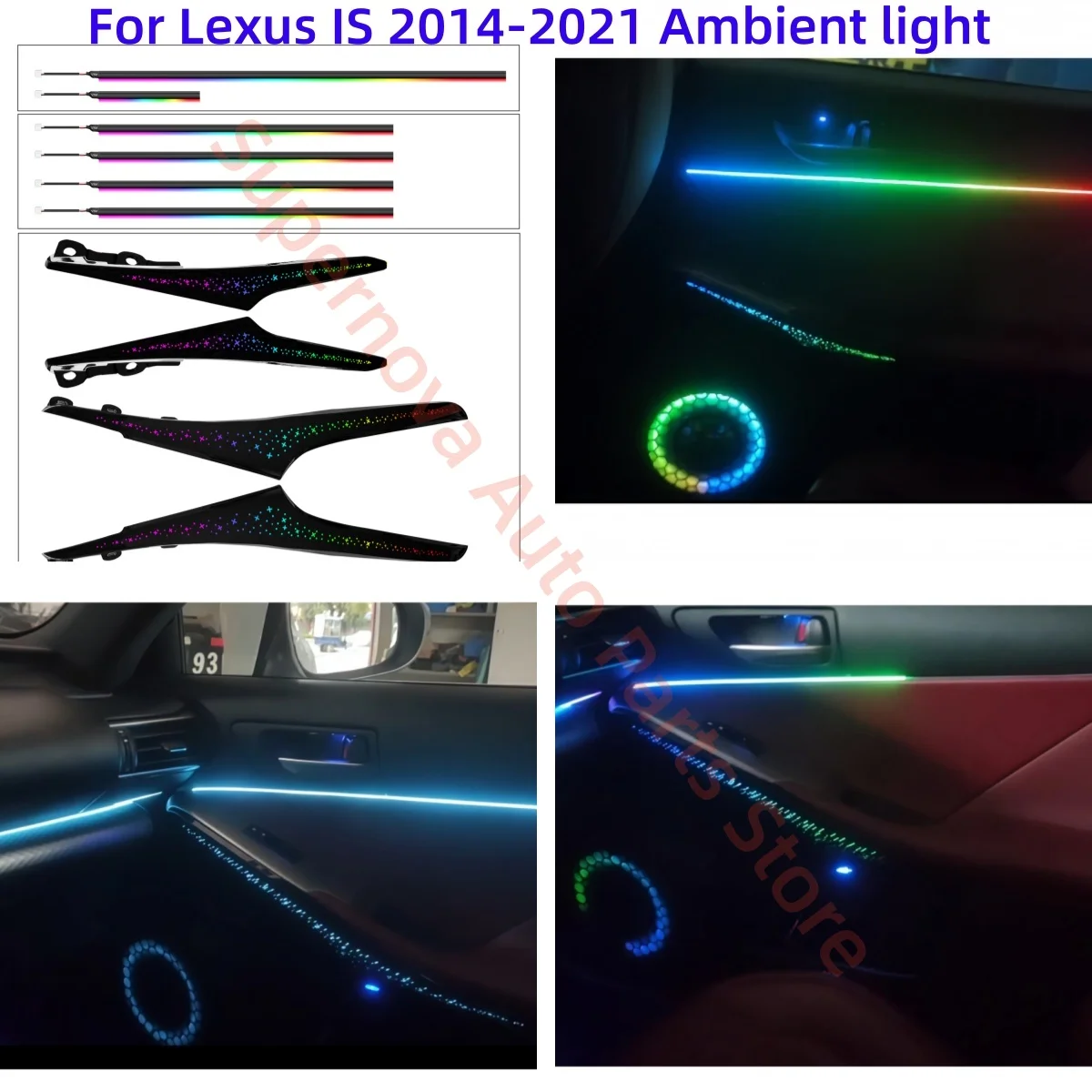LED Ambient Light Fit for Lexus IS 2014-2021 Atmosphere Lamp Car Interior Lighting Upgrade Car Accessories Starry Sky Trim Panel