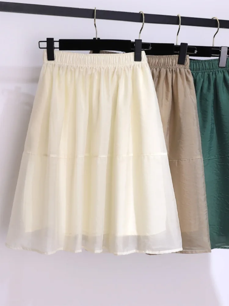 

2024 Women's Summer New Fashion High Waist Loose Skirts Female Solid Color Short Skirt Ladies Casual A-line Mini Skirts B27