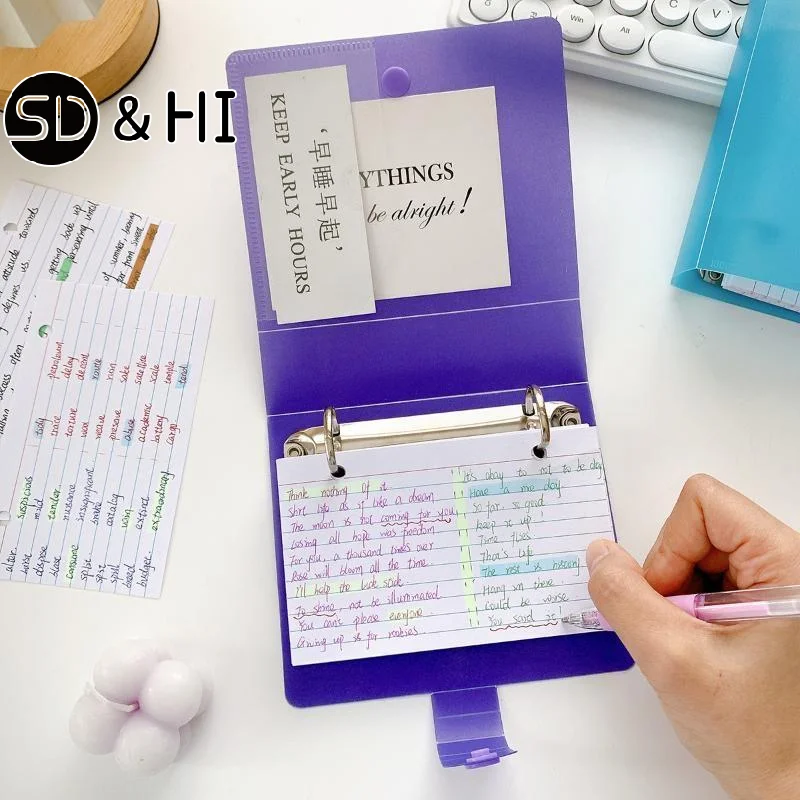 New Double Hole Loose Leaf Memo Binder DIY Horizontal Line Vocabulary Notebook Macaron Color Memo Storage Binder School Office