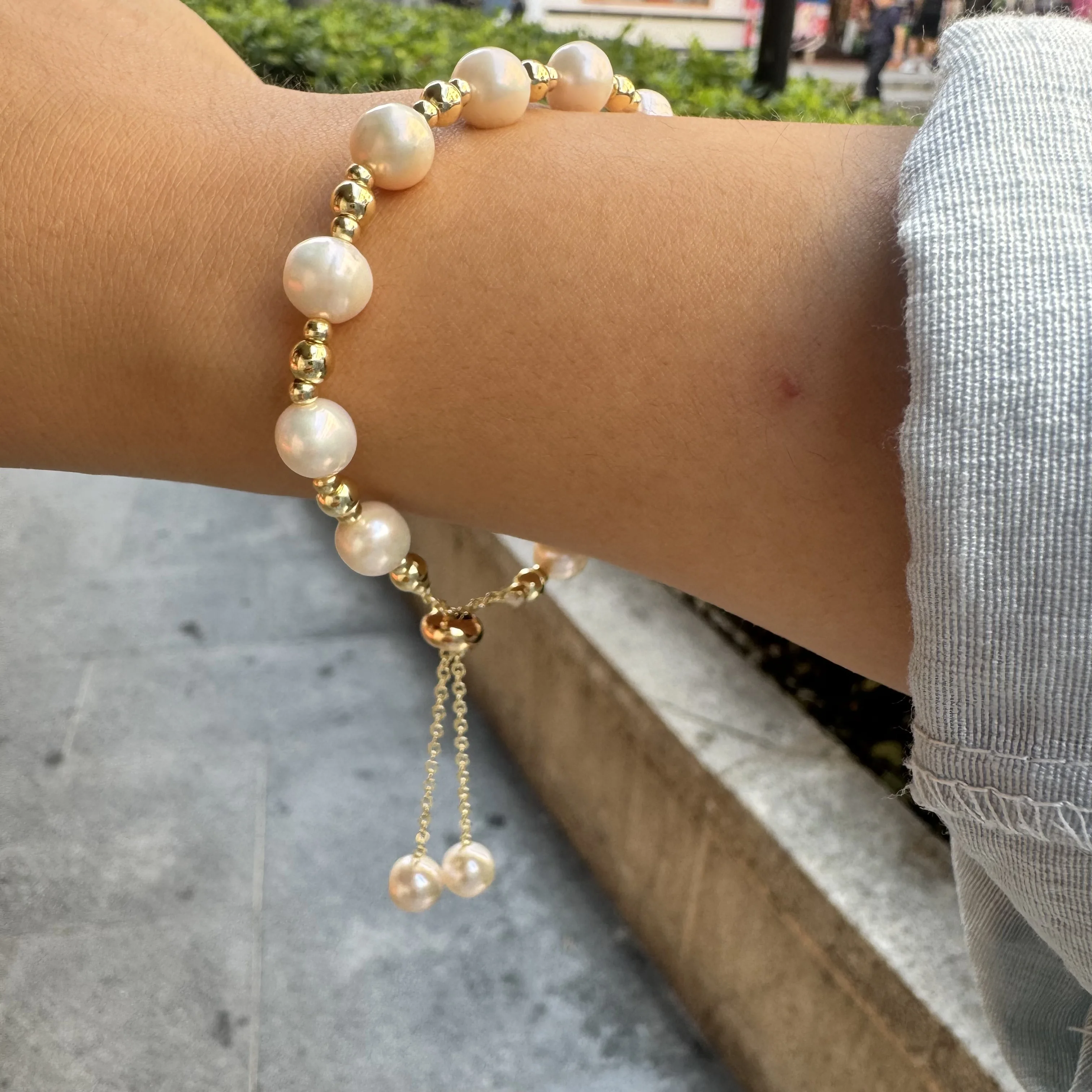 

Натуральный жемчужный браслет BeautifuPreciousl AAA+ из белого жемчуга Южных морей, 7-8 мм, регулируемый, подходит для любого случая