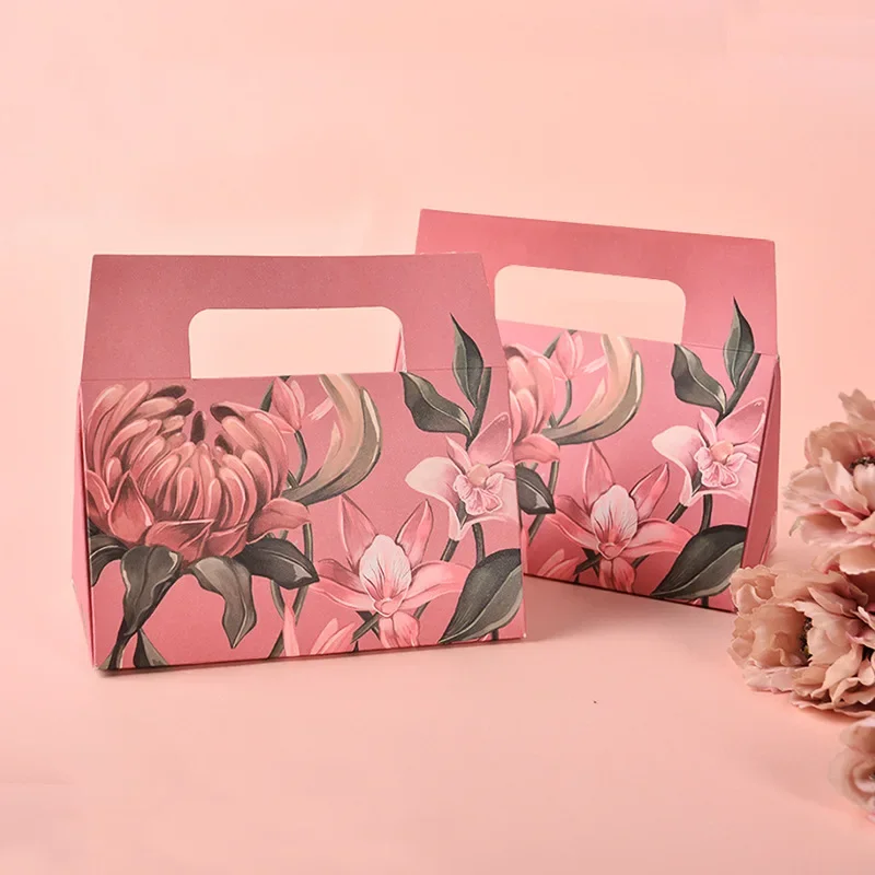 Romantic floral tote gift bag ins style Wedding gifts for guests Birthday Party lipstick cosmetics gift box packaging sac cadeau