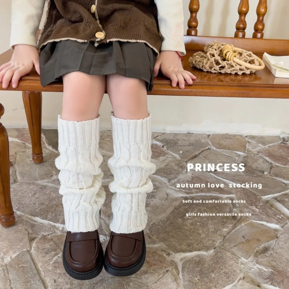 New Solid Color Leg Warmers Knitted Lolita Middle Tube Socks Thickened Pile Sock Autumn and Winter