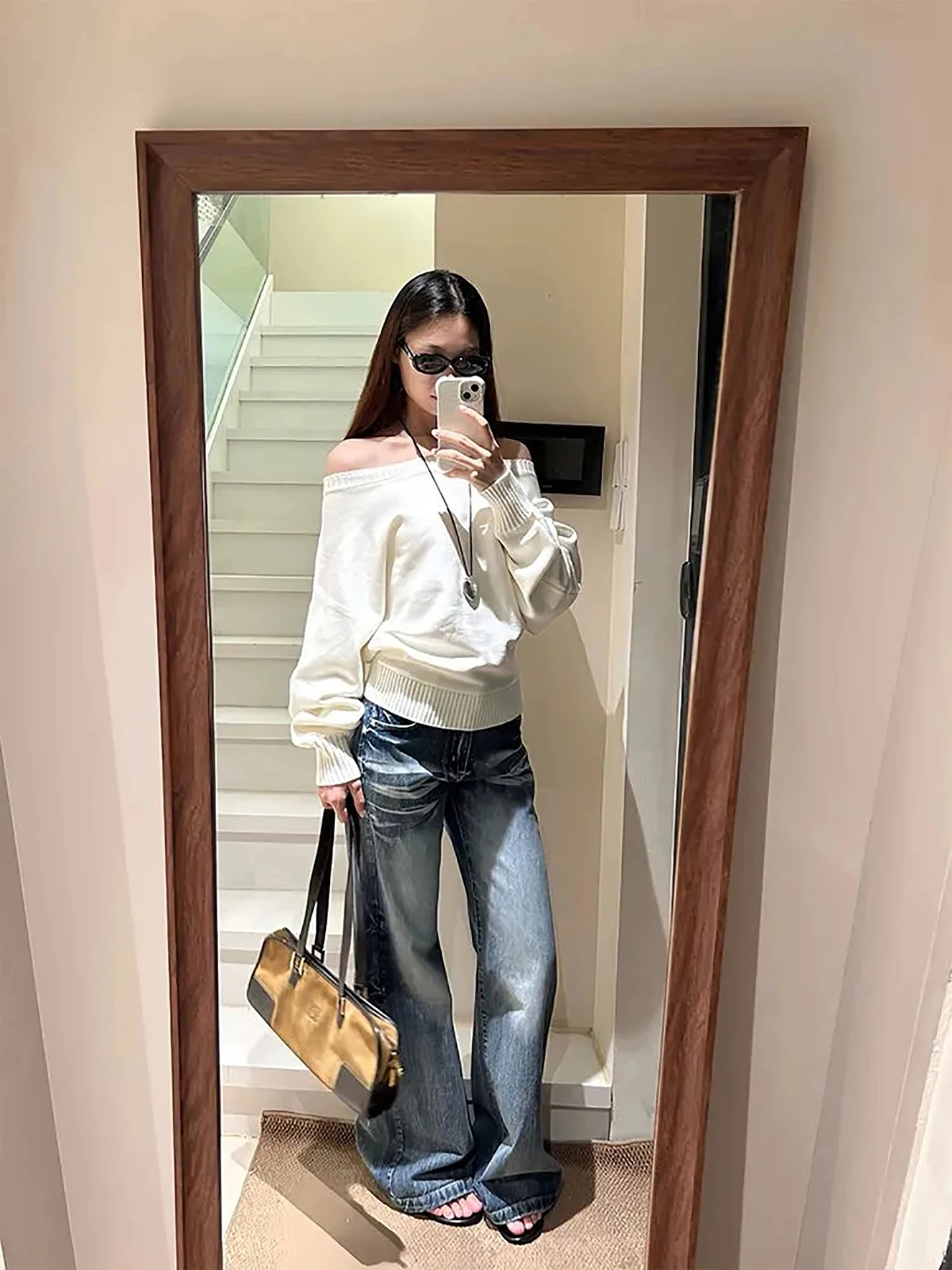 

Ele с наклонными плечами, женский свитер Faion Slim Fit, матовый топ Sli Lazy Top на осень-зиму, вязаный длинный све