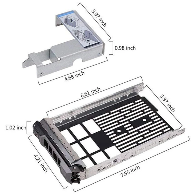 4X 3.5 Inch Hard Drive Caddy Tray For Dell Poweredge Servers - With 2.5 Inch HDD Adapter Nvme SSD SAS SATA Bracket