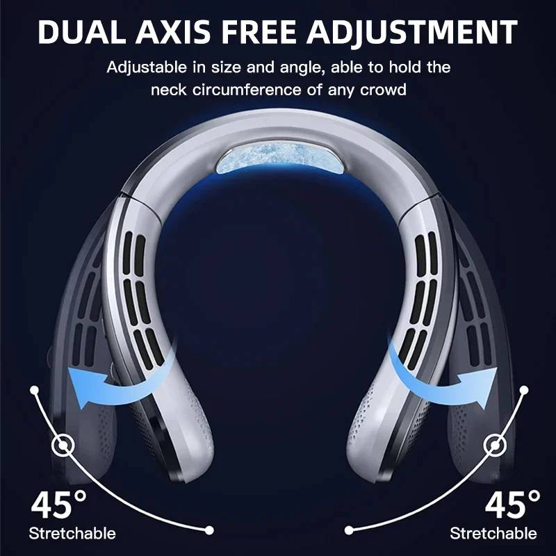 8000mAh Air Cooler USB Hanging Neck Fan Portable Bladeless Mini Rechargeable Mute LED Digital Display Electric Fans 2025 New