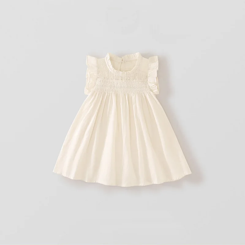 Girl Dress Summer French-style Girl's Dress Cute Beige simplicity Dress Children tailored princess dress Girl Clothes 2-7 Years