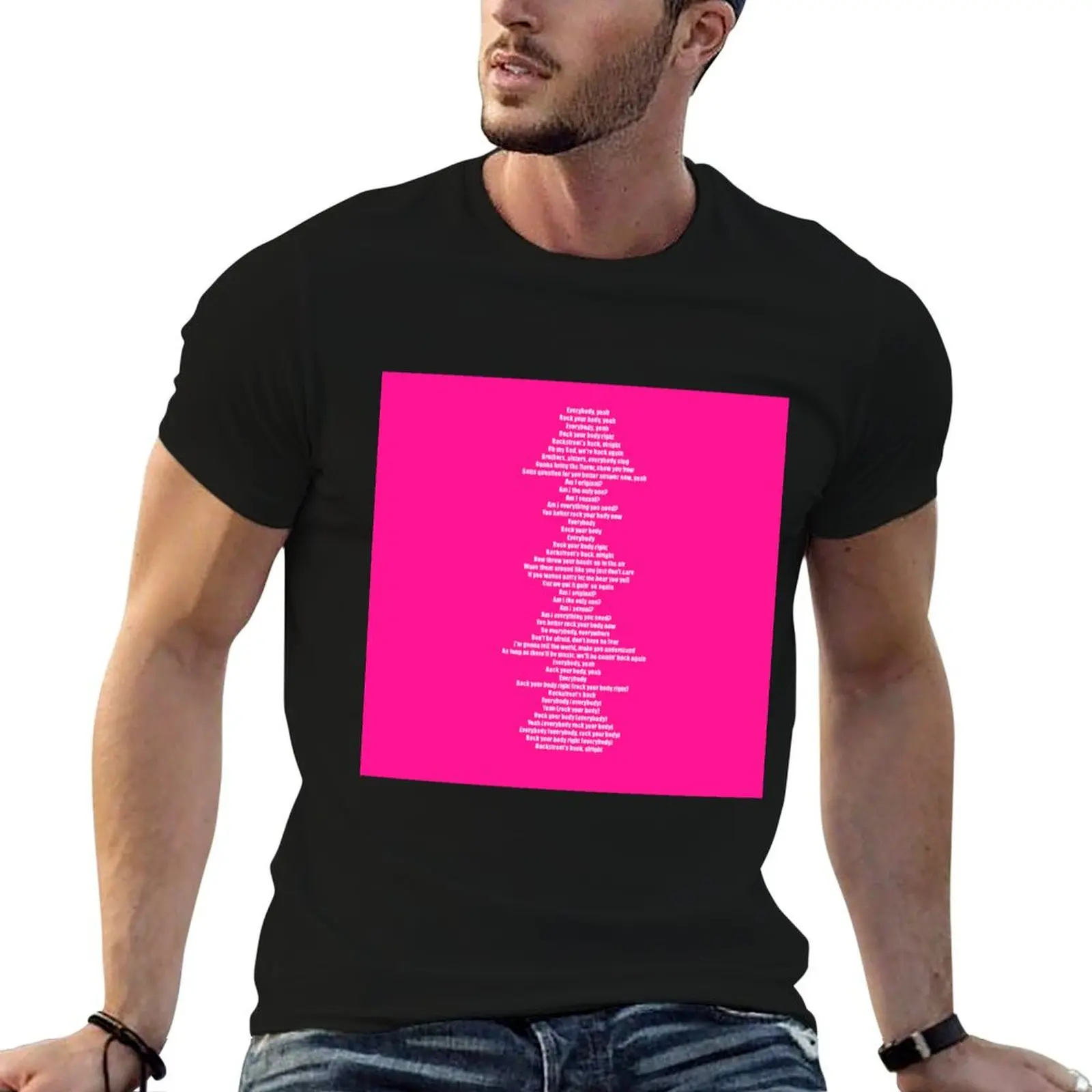 Everybody (Backstreets Back) Lyrics T-Shirt Basic Crew Neck Short Sleeve Top