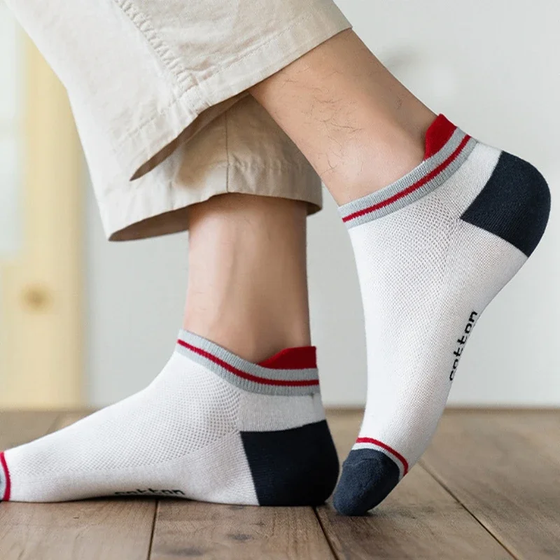 5 Paar mehrere kurze, modische, atmungsaktive Knöchel-Socken für Herren, bequem, lustig, passend, lässig, männlich, Street-Style, Polyester-Socken