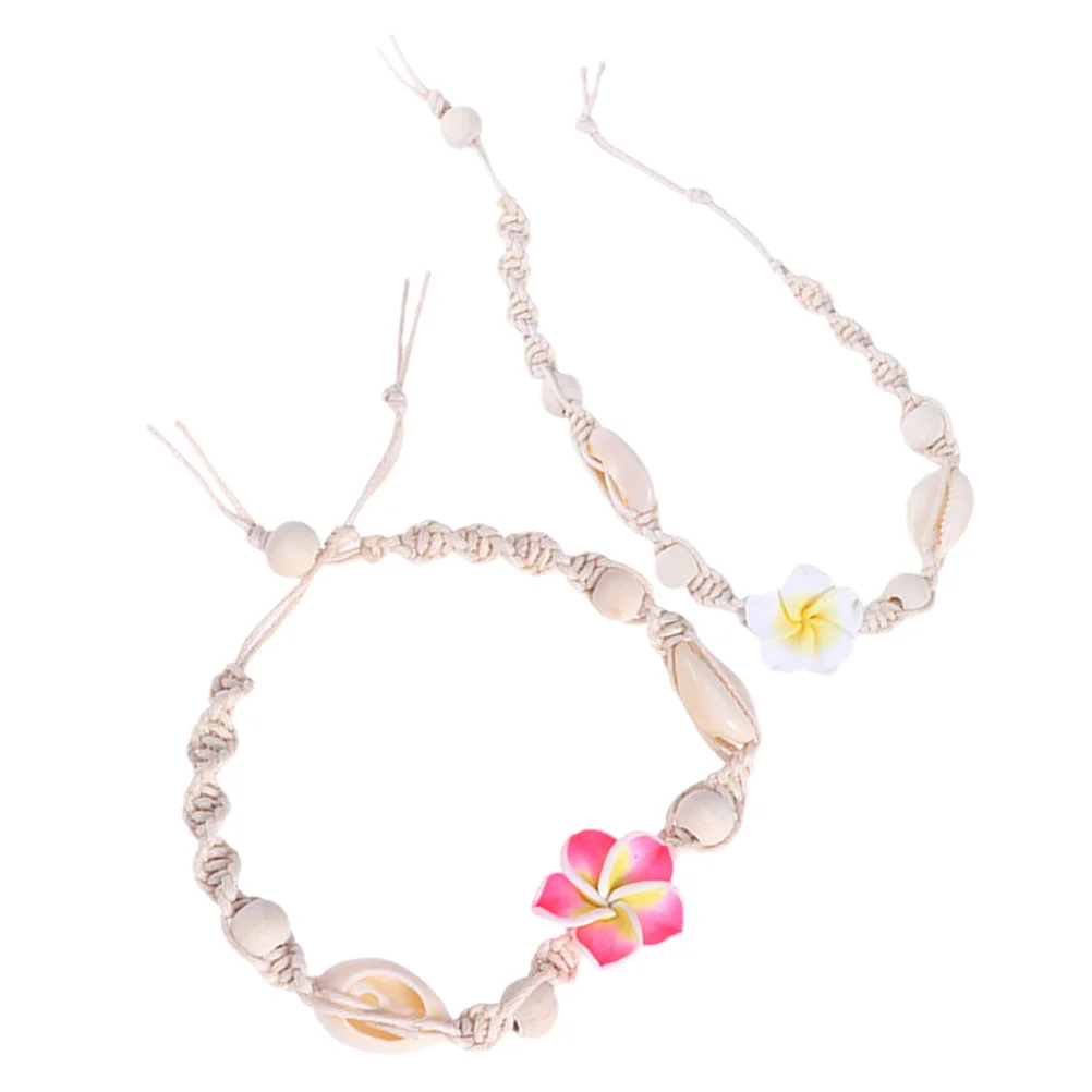 

2Pcs Flowers Anklet Women Woven Shell Anklet Stylish Complement Everyday Outfits Ideal Gift for Special Occasions