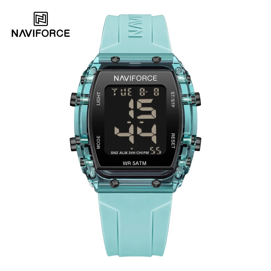 

New NAVIFORCE Fashion Silicone Strap Sports Electronic Wristwatches Unisex Watches LCD Digital 5ATM Water Resistant Clock Trend