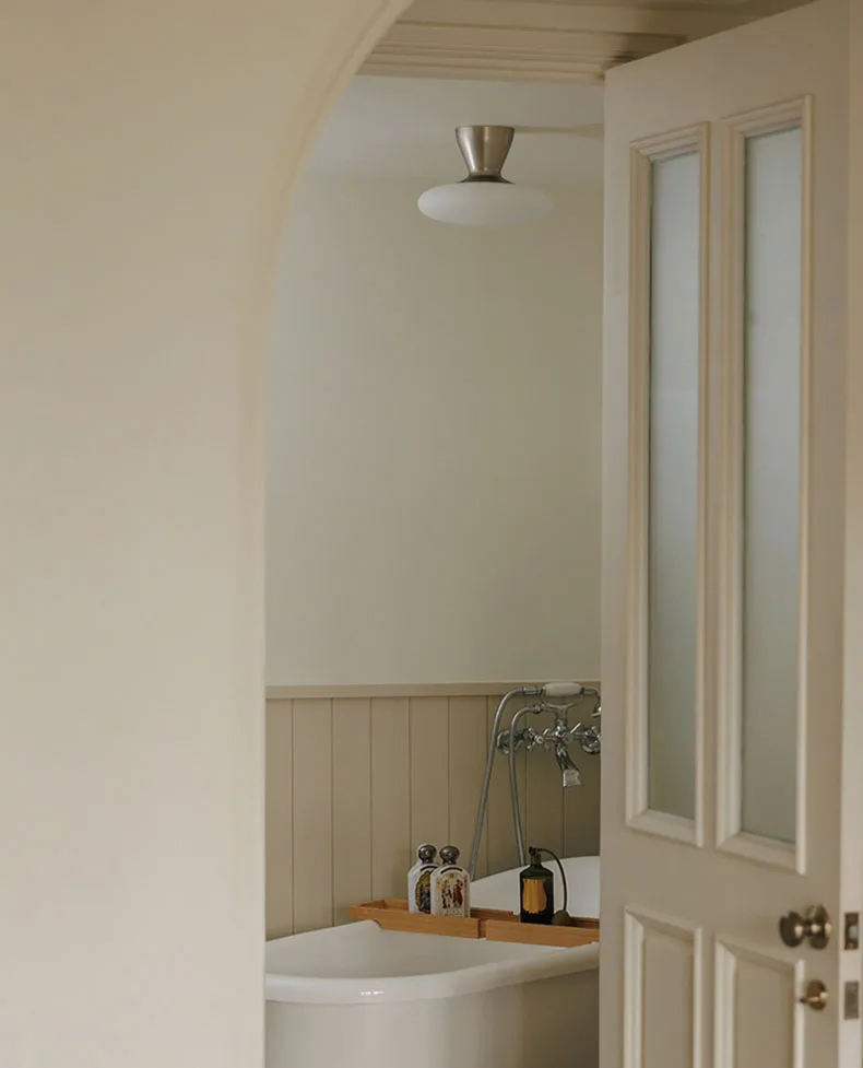 Silver Metal White Glass Ceiling Light G4 Bulb