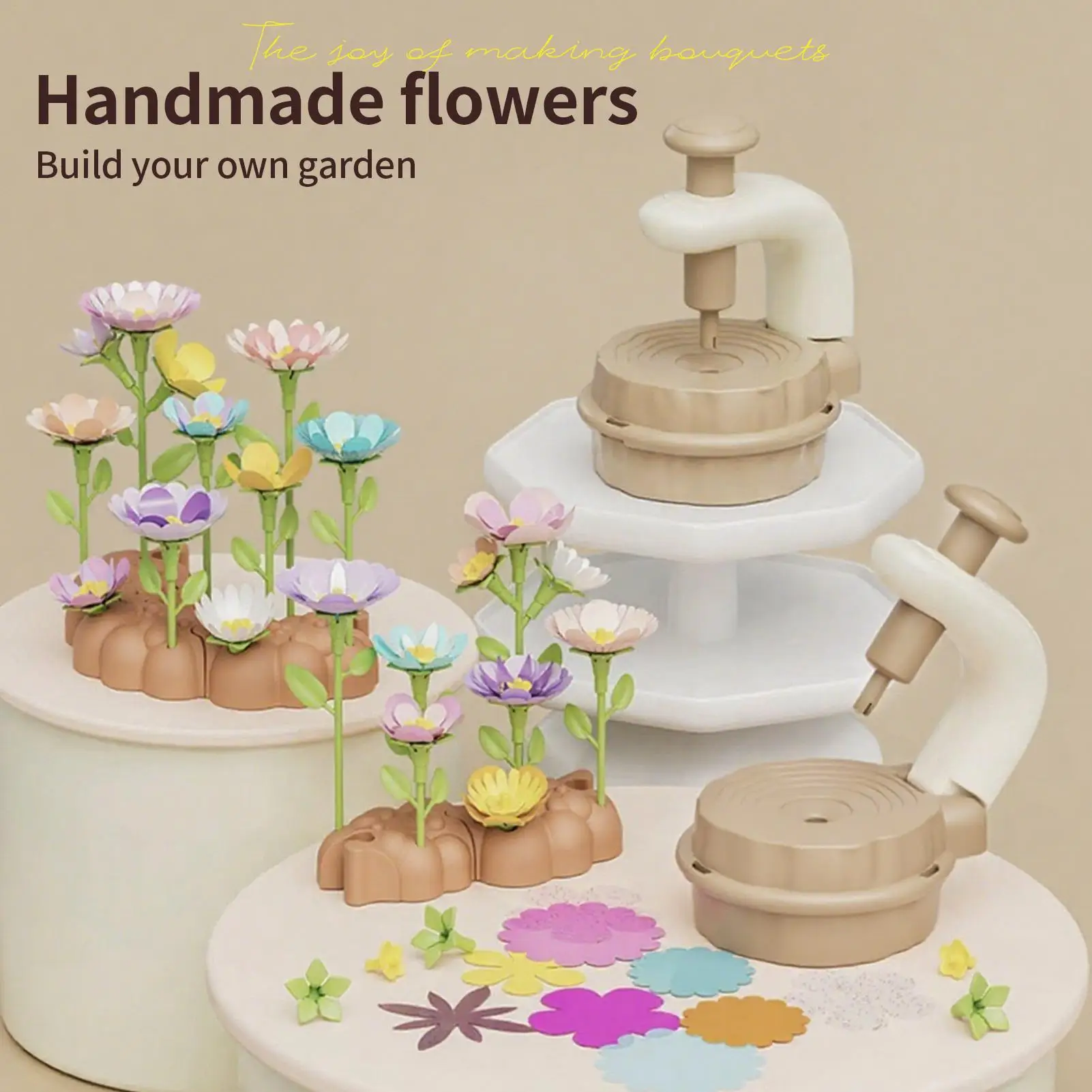 Flower Making Kit Fabric Flower Arts Crafts Kit Toys For Kids Educational Toys Fine Motor For Sensory Bins Pretend Play Home