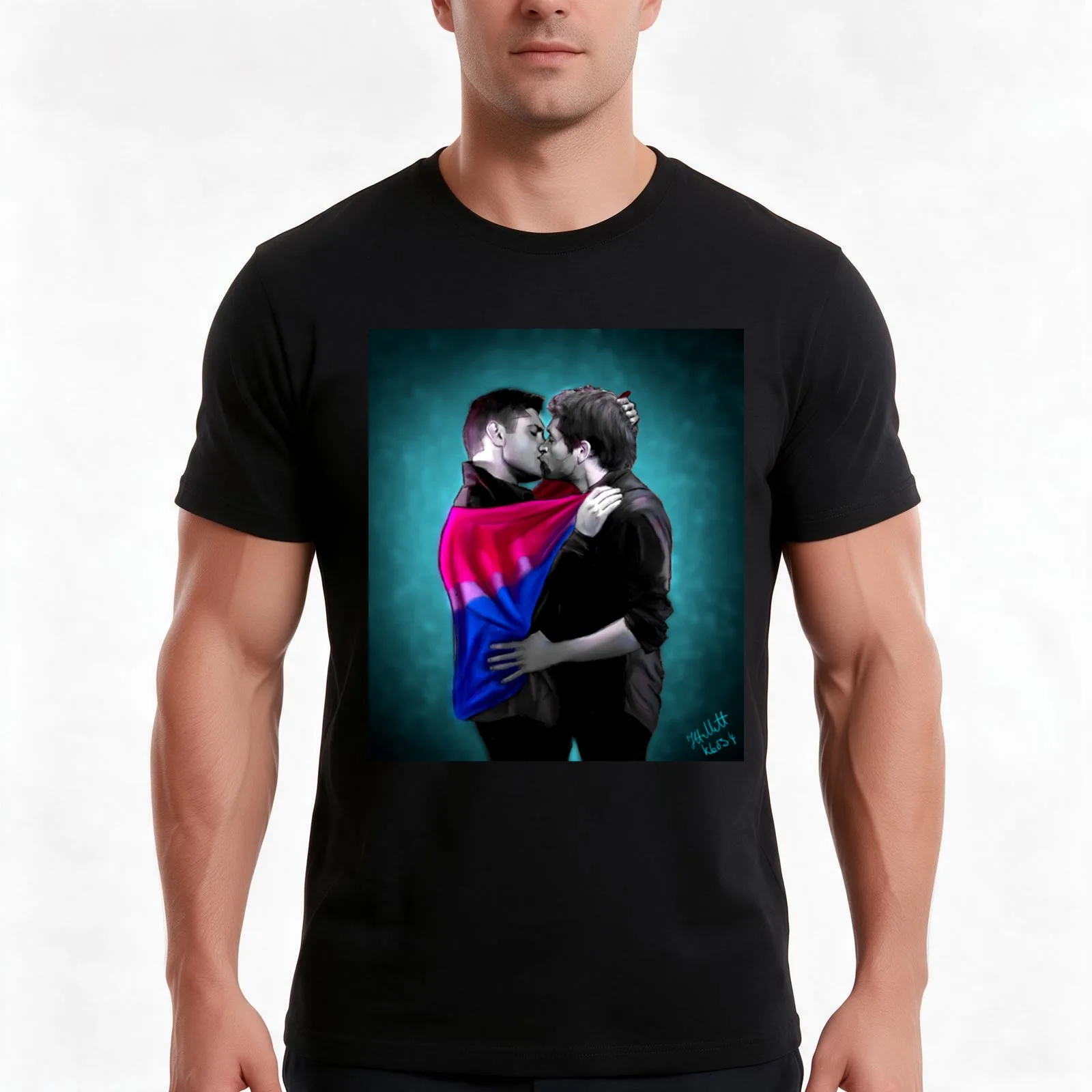 Bisexual Pride Destiel T-Shirt, Summer Casual Cotton Tee, Oversized Streetwear Tops, Vintage Graphic Print, Unisex Men Women