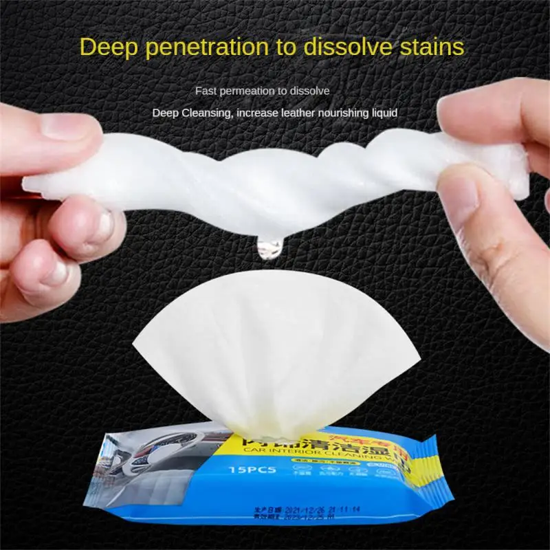 2/5PCS 15 Draw Car Wipes Multifunctional Convenient Portable Gentle Universal Car Interior Accessories