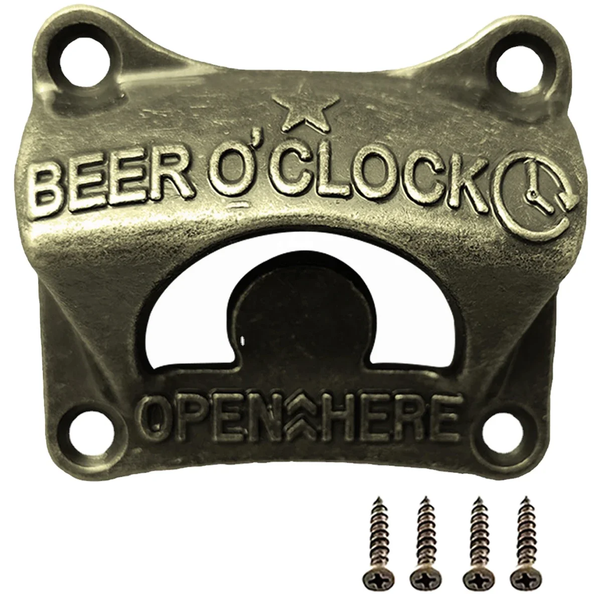 1pc Beer O' Clock Bottle Opener Wall Mounted Retro Beer Opener Tool for BBQ DIY Crafting Solid Beer Opener Tools Kitchen Gadgets