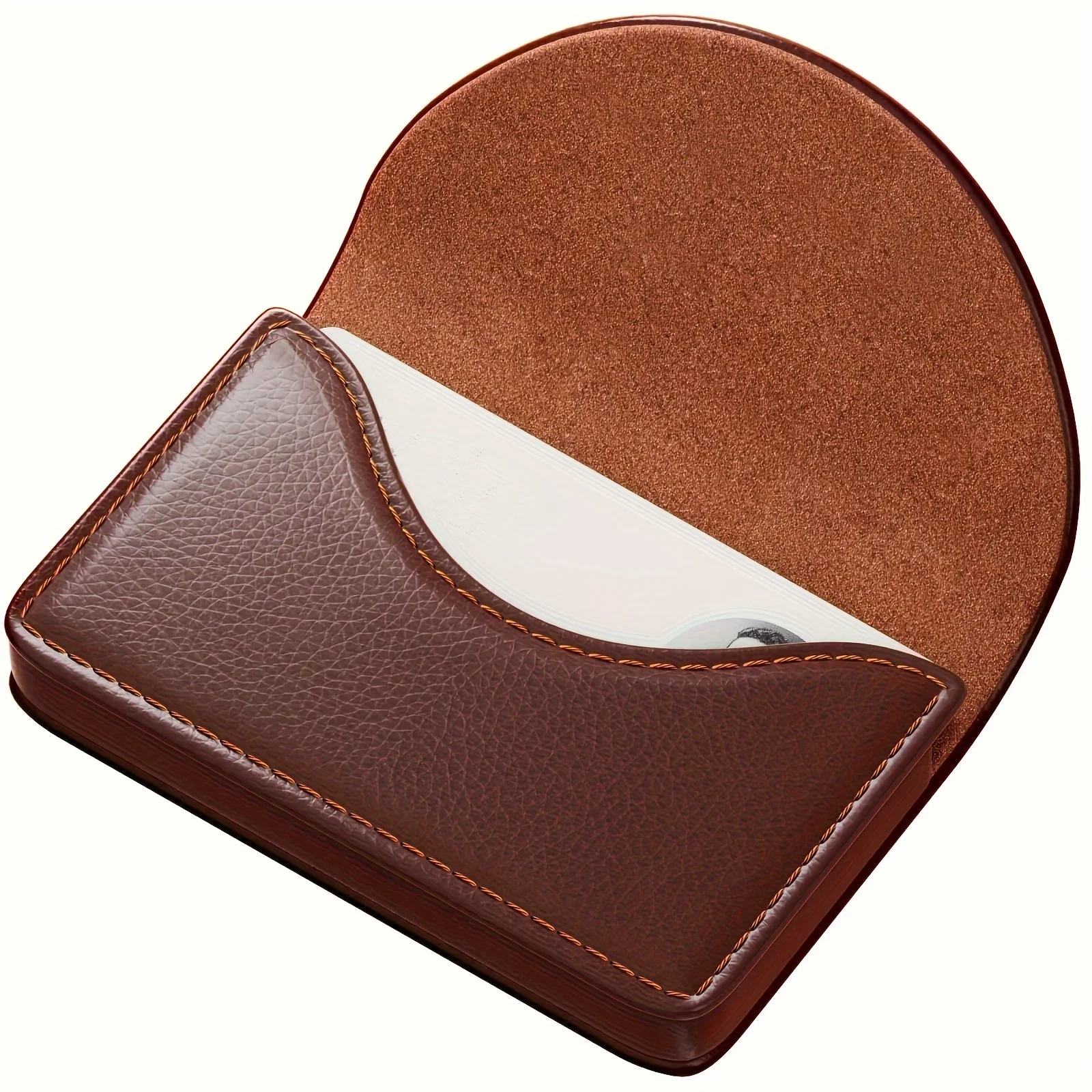 Large Capacity PU Leather Business Card Holder with Lychee Pattern, Magnetic Closure, Slim Credit Card Case for Men and Women - Office Use, Business Card Holder for Desk