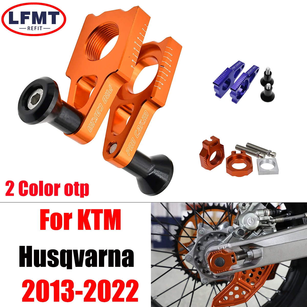 

For KTM XC XCF SX SXF 125-450cc 2013-2020 For Husqvarna TC FC TX FX FS 2015-2020 CNC Billet 25mm Rear Axle Blocks Chain Adjuster