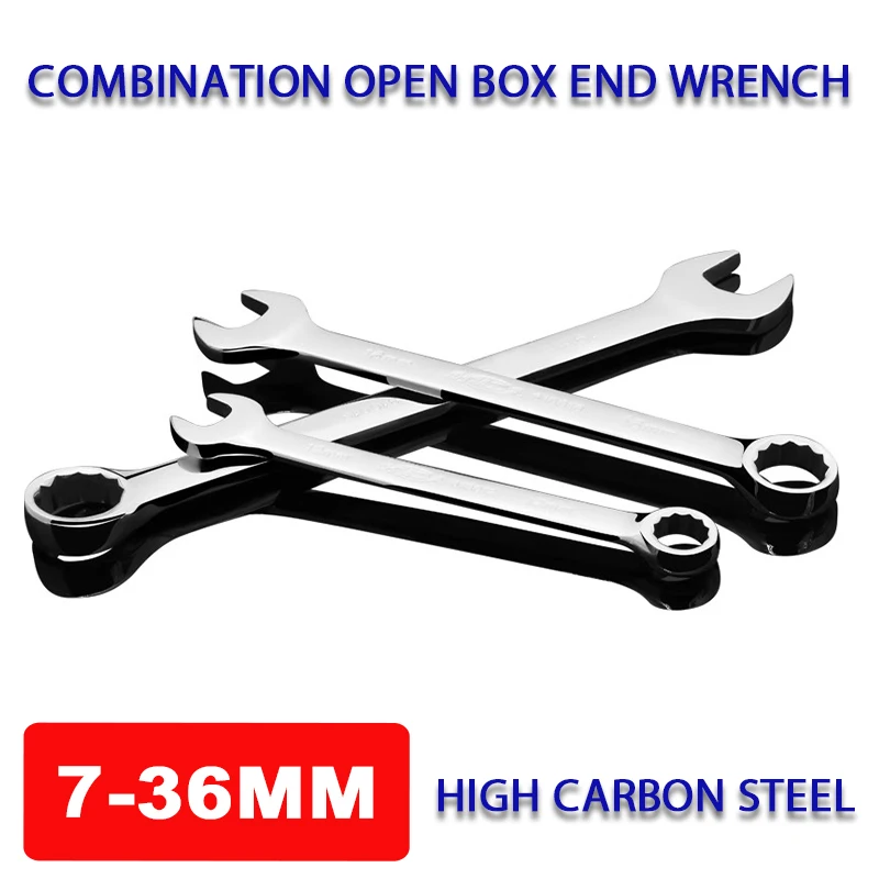 1pcs Combination Wrench 7-36mm Plum Blossom Open Spanner Open Box End Wrench Hex Spanner Wrench Car Repair/Household Hand Tool