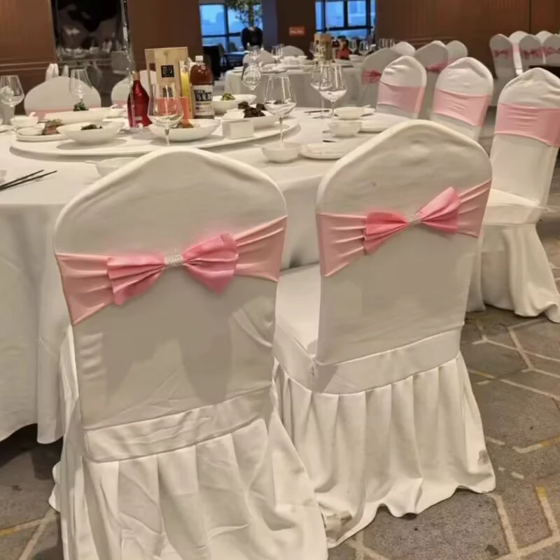 Lycra Satin Chair Sash Bow Spandex Chair Sashes Bows Tied for Wedding Chairs Decorations