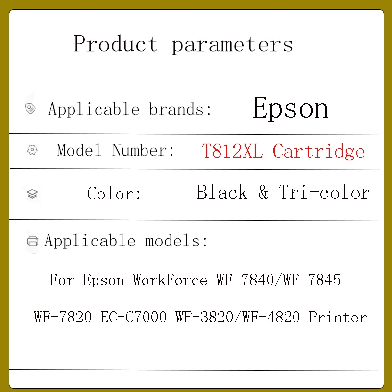 AU einkshop T812XL Compatible ink cartridge 812XL T812 for Epson WorkForce Pro WF-7840 WF-7845 WF-4830 WF-4835 WF-7830 WF-4830