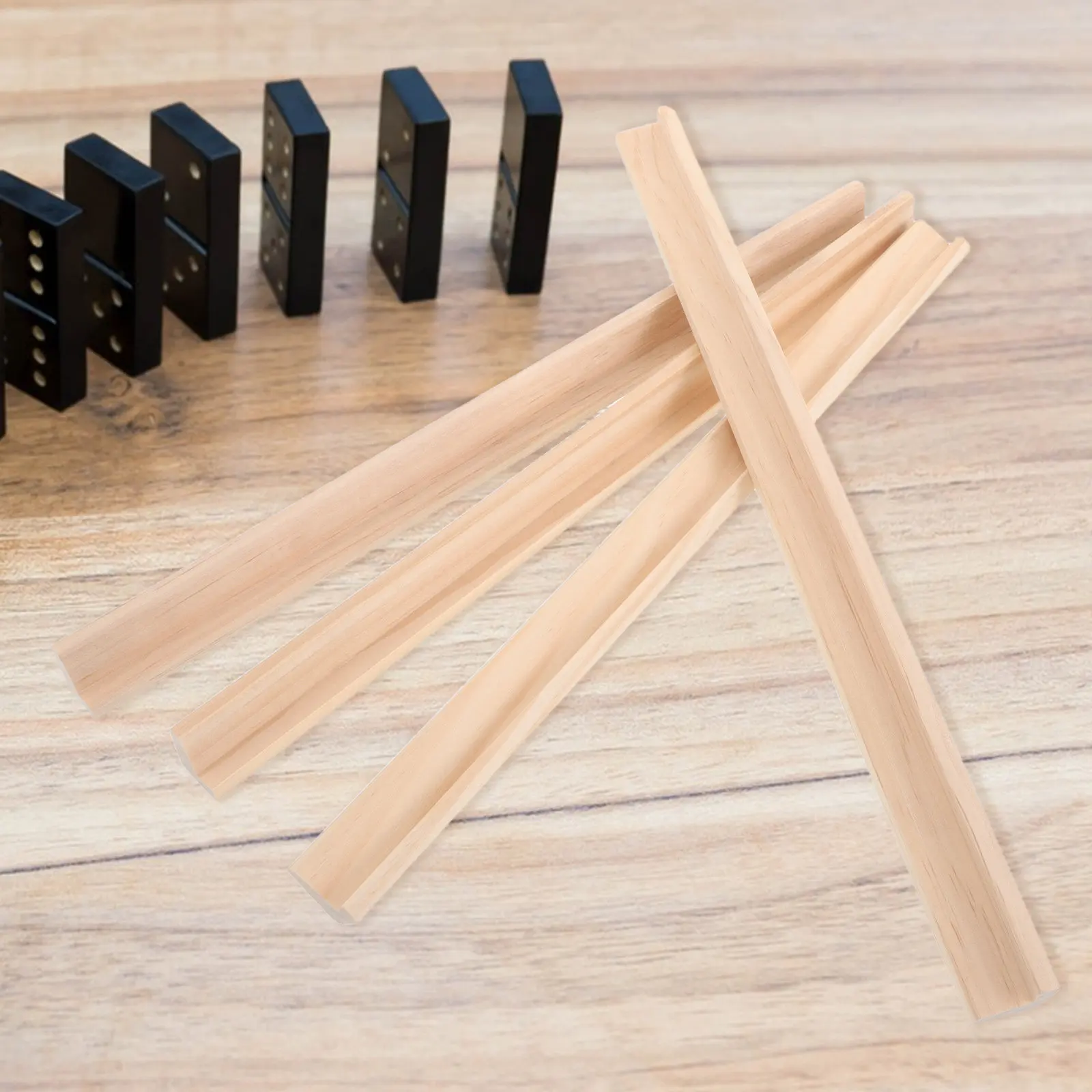 4 قطع من حوامل الدومينو الخشبية ذات الصف الواحد غير المكتملة، ملحقات متينة لألعاب الطاولة مثل Mexican Train و Mahjong وحوامل الدومينو