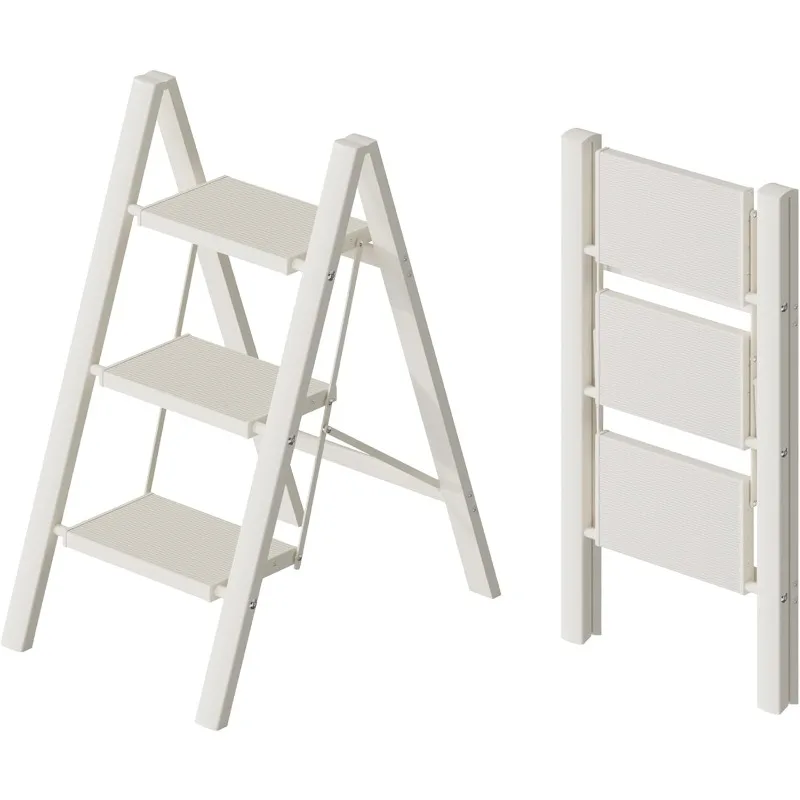 

3 Step Ladder, Lightweight Portable 3 Step Stool with Anti-Slip Wide Pedal, 330lbs Capacity Aluminum Ladder for