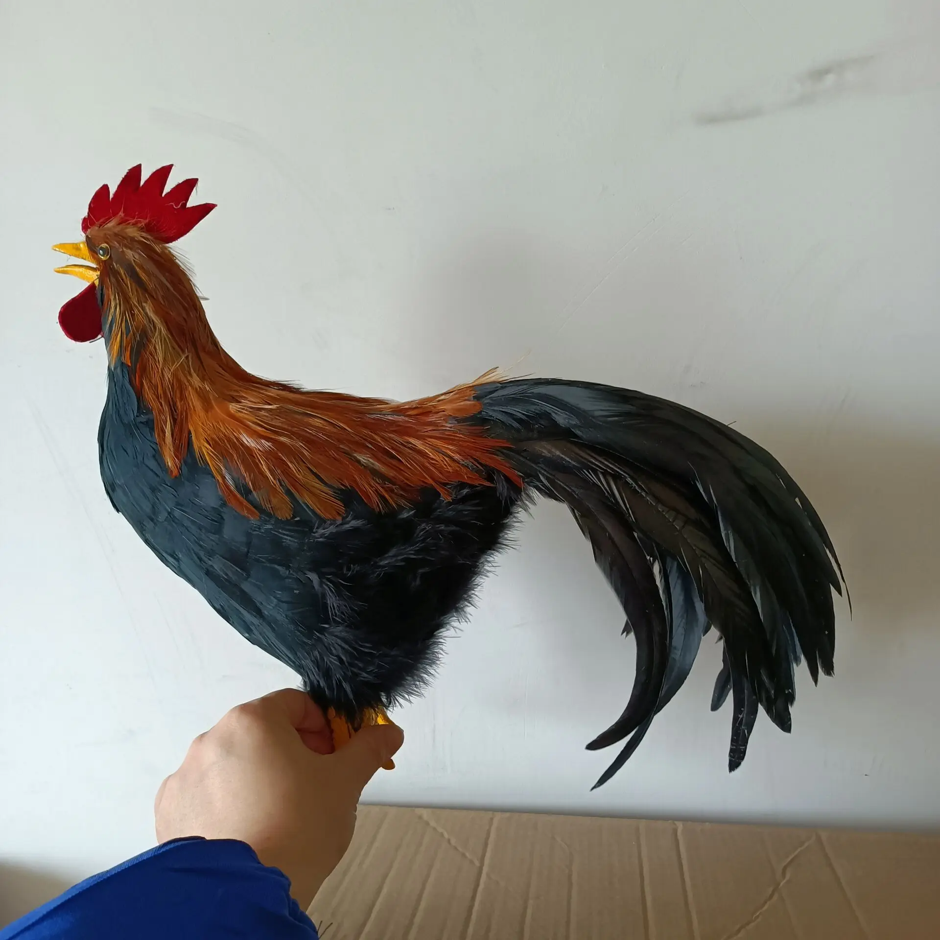 simulation black chicken model foam&feather long tail chicken garden decoration gift about 45cm d0480