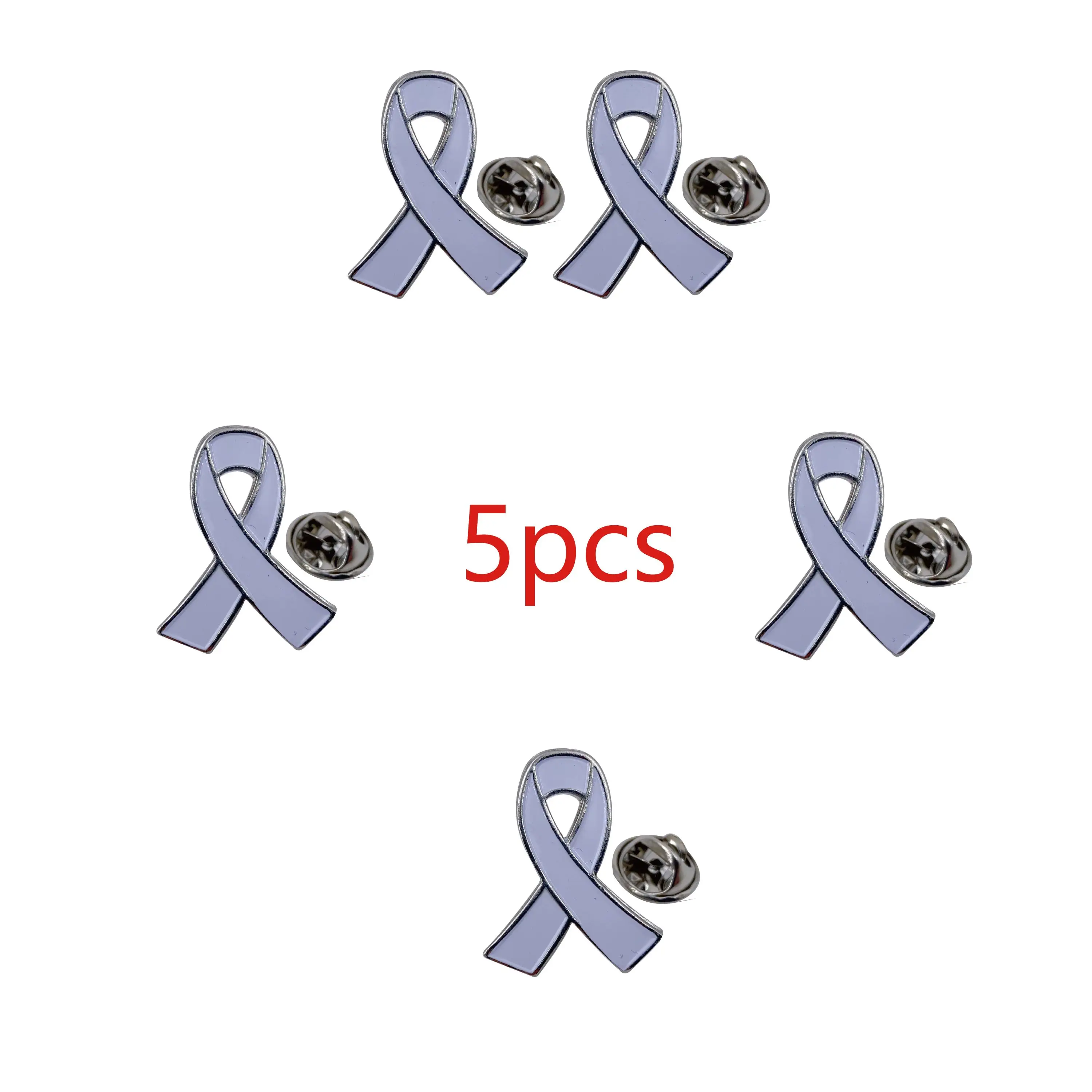 

5/10/50/100 Pcs White Ribbon Pins for Cancer Awareness, Alloy Multiple Causes Brooches Badges Fundraiser Donation Accessory