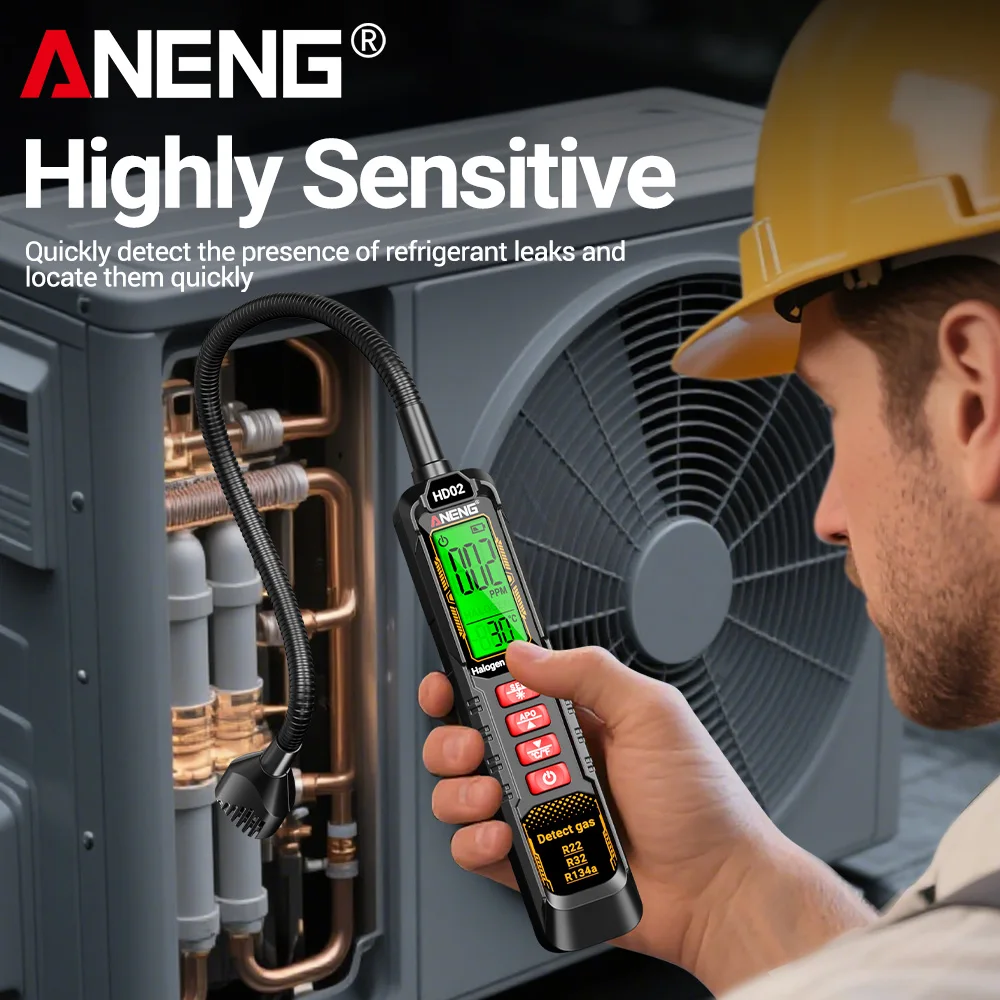 Галогенный детектор утечек R22/R32/R134a, анализатор детектора газа ANENG, перезаряжаемый бензиновый кондиционер, инструменты для тестера