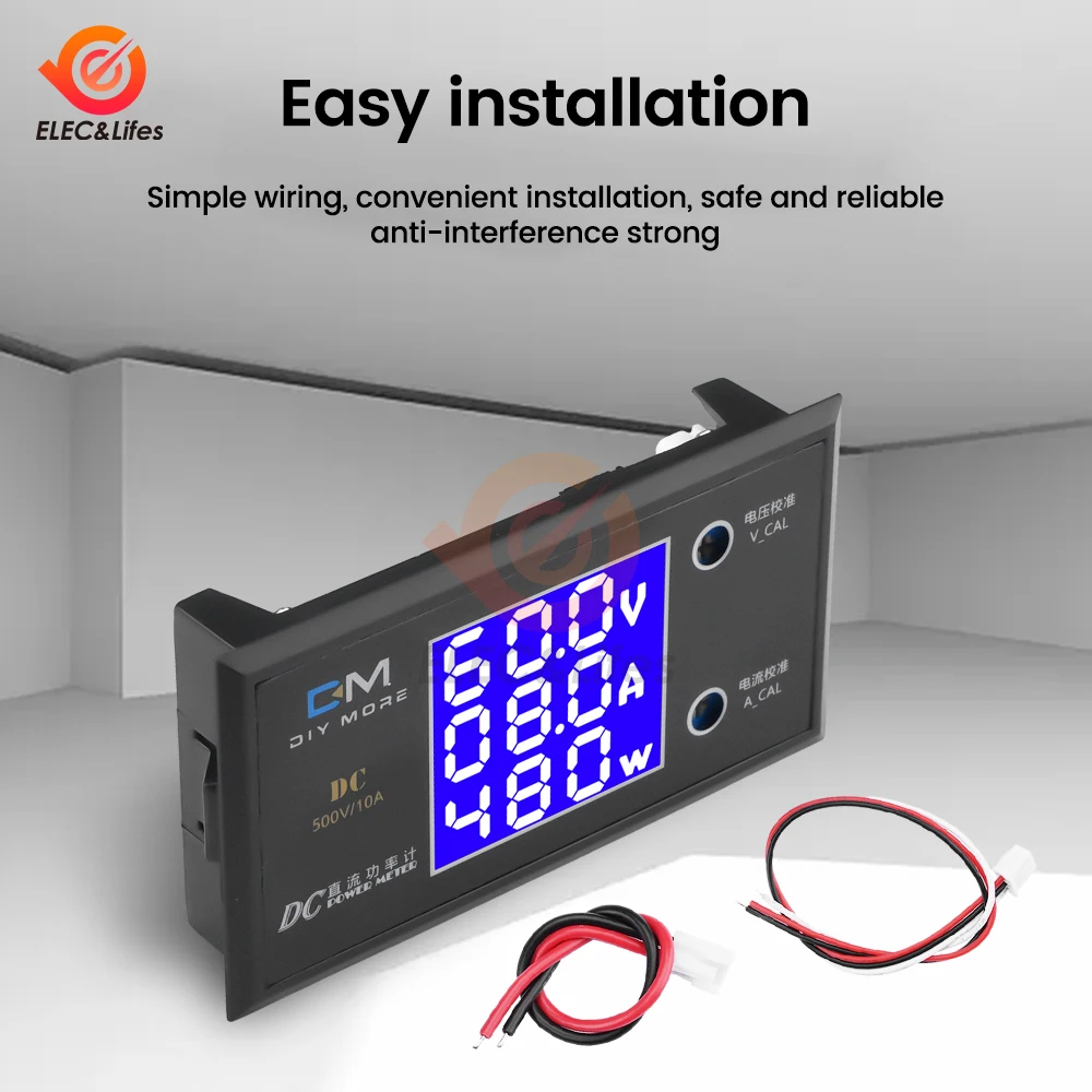 DC 0-50V 0-100V 0-500V 5A 10A LCD Digital Voltmeter Ammeter Wattmeter Current Energy Meter Detector Tester for Electrician Tool