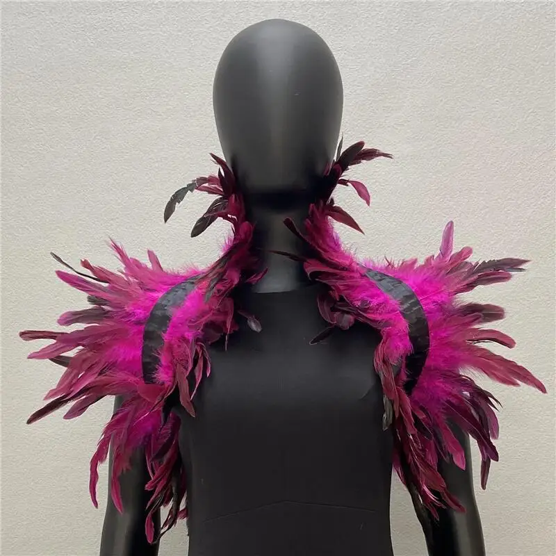 Capa de plumas Punk para carnaval de Halloween, chaleco de plumas falsas, banda para el cuello