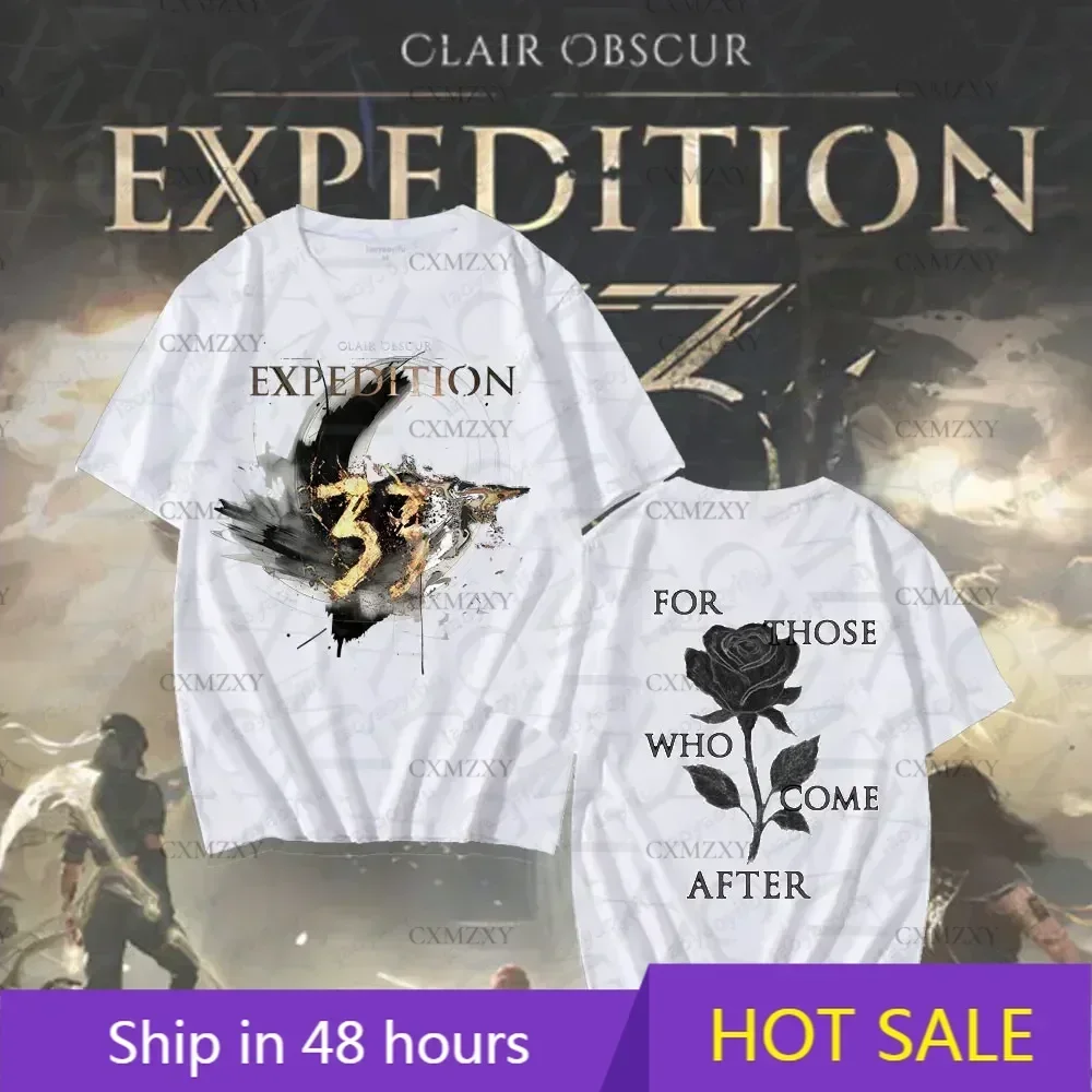 

Clair Obscure Expedition 33 Theme Series Double Sided Printing Tshirt Adventure Fantasy Game Enthusiast Men Women Casual Tee Top