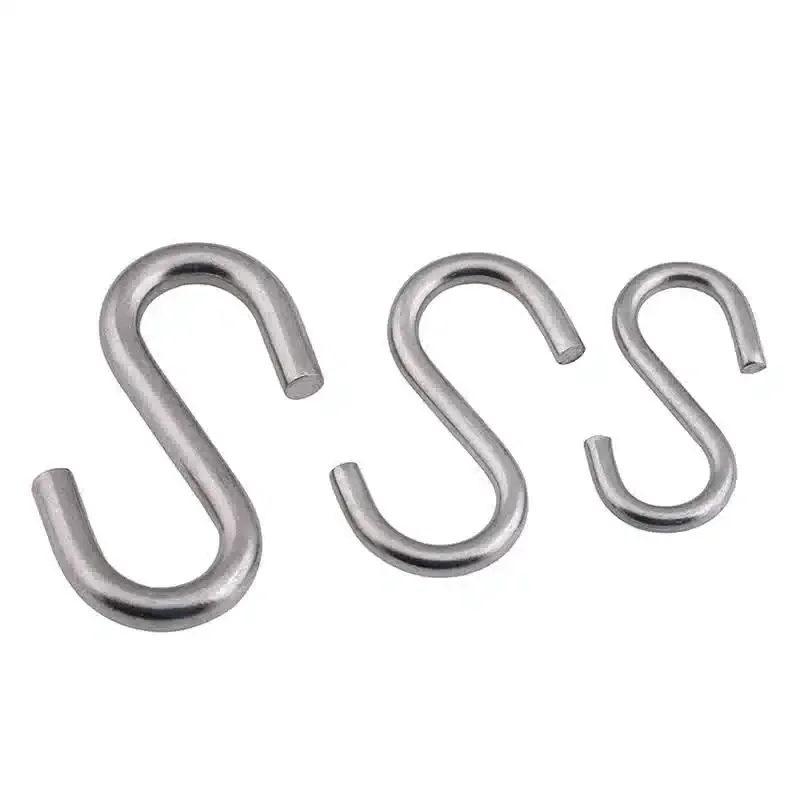 S Shaped Hanging Hooks Stainless Steel M2 M3 M4 M5 M6~M10 Hooks Kitchen Bathroom Bedroom Cap Hanger Hooks Multi-function Railing